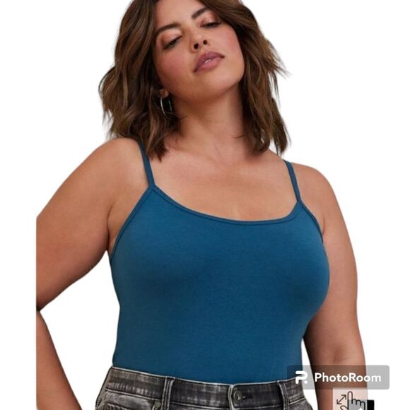 5X 28W Torrid Blue Foxy Knit Cami Tank Layering Stretch Fitted Boho Jewel Tone - Picture 1 of 6